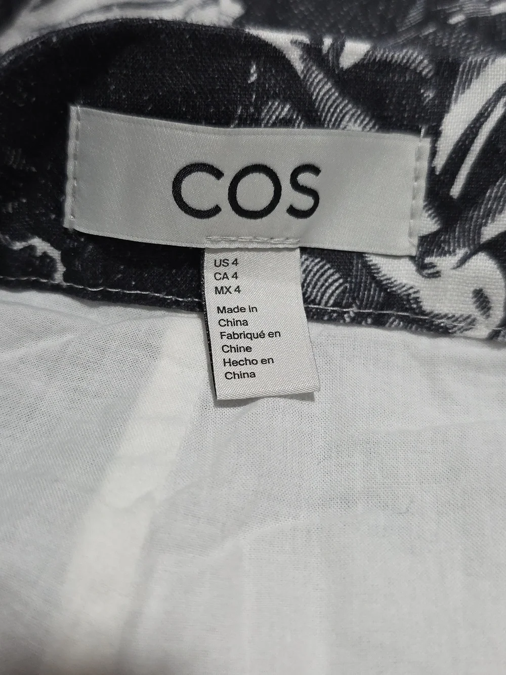 COS French Toile Linen Trousers in Black/White Size 4